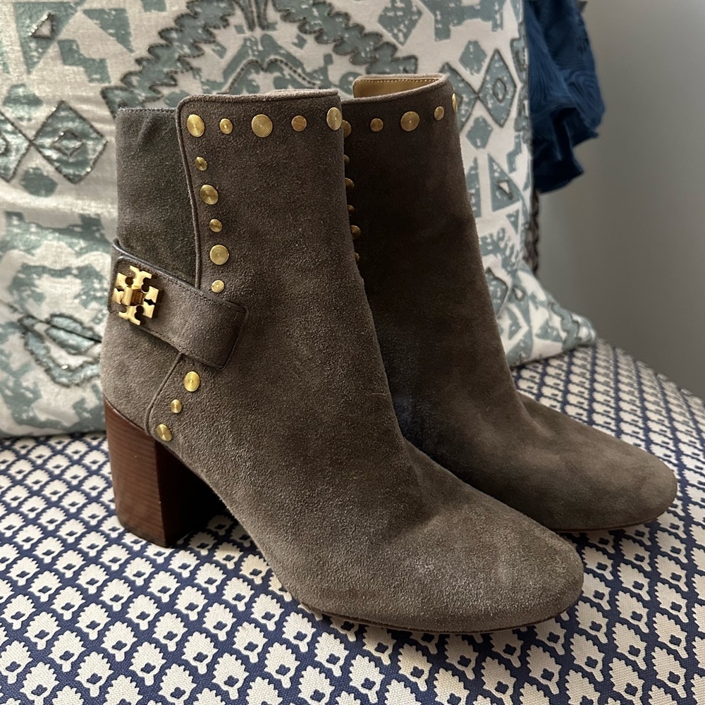 Tory Burch Suede Studded Booties - Picture 2 of 5
